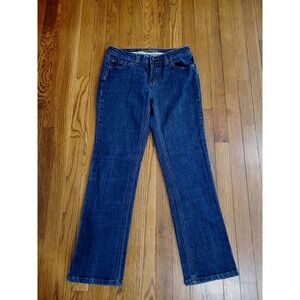 St Johns Bay Petite Straight Leg Jeans Dark Wash Mid Rise Blue Denim Size 8P